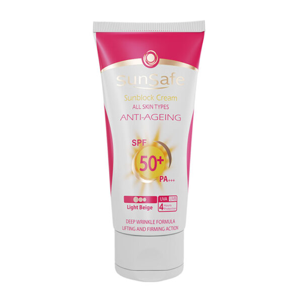 کرم ضد آفتاب ضد چروک +SPF 50 سان سیف بدون رنگ - Image 1