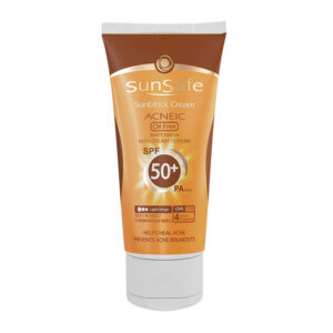 كرم ضد آفتاب فاقد چربی +SPF 50 سان سیف بدون رنگ